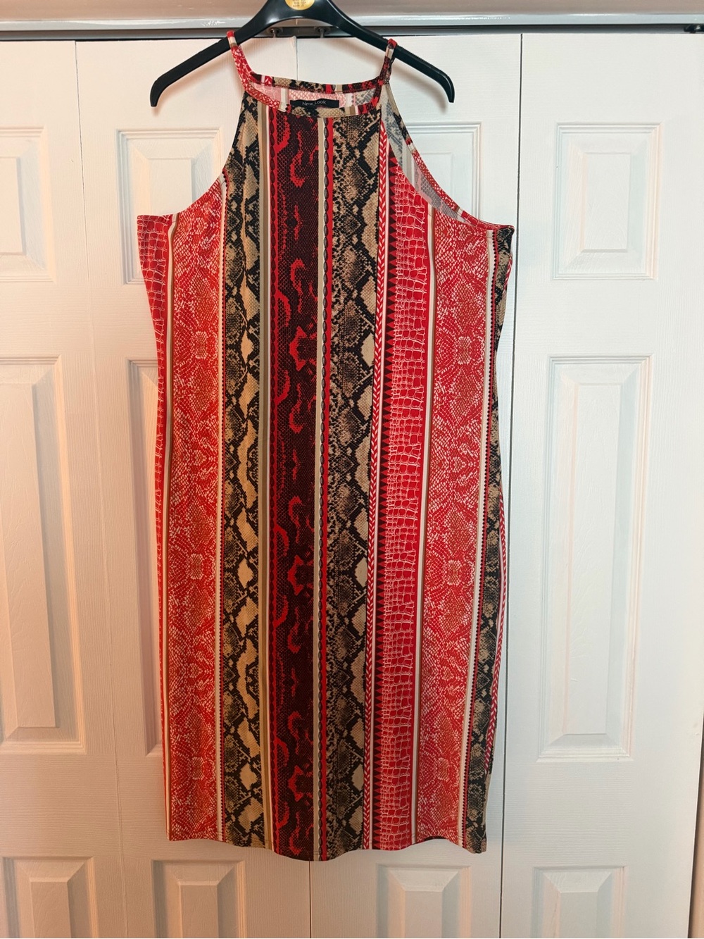 New Look Red Black Patterned Halter Dress